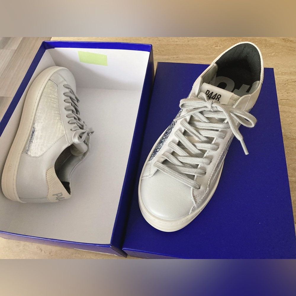 NIB - P448 Metallic Leather Sneakers